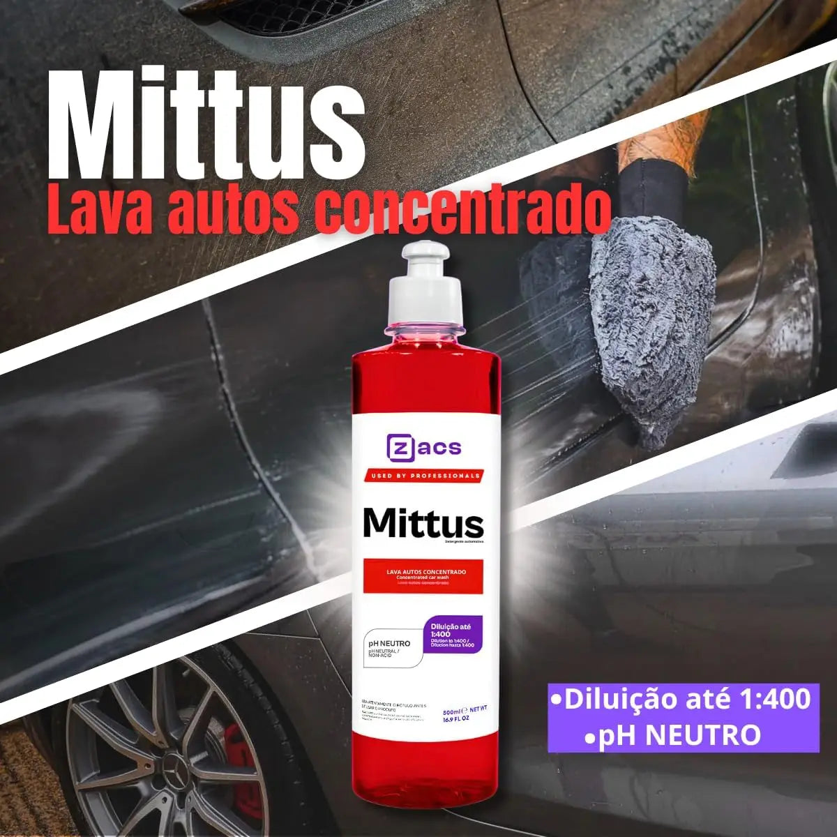 Mittus Lava Autos Concentrado Shampoo Automotivo Zacs 500ml