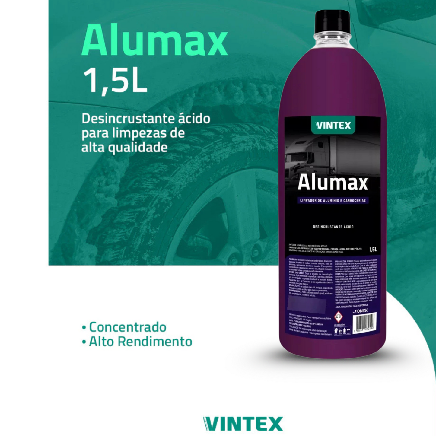 Limpa Alumínio Alumax Roda Baú Caminhão Vintex 1,5l Vonixx