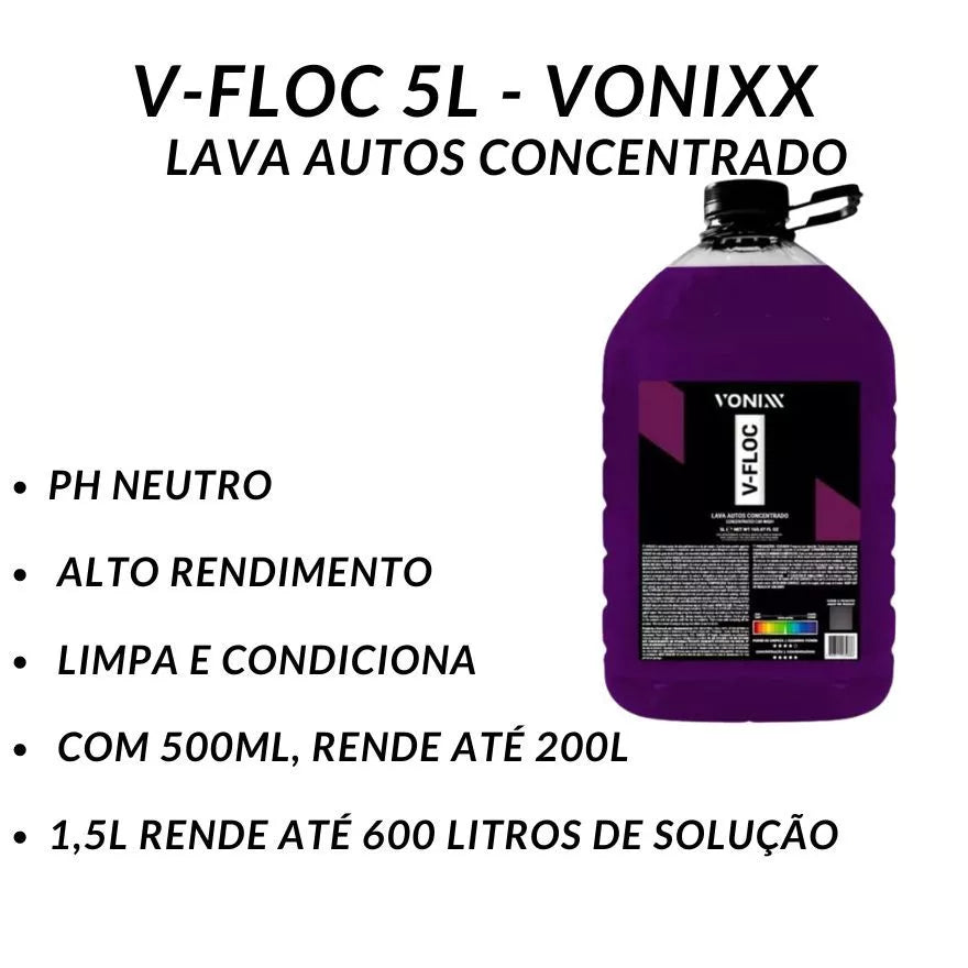 Shampoo Automotivo Neutro Concentrado V-Floc 5L Vonixx