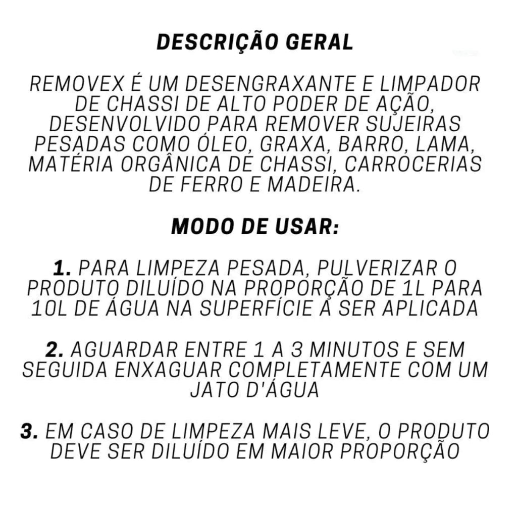 Desengraxante Concentrado Removex 1,5L - Limpeza de Chassi Profissional