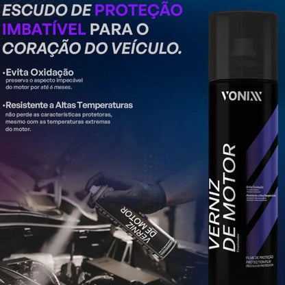 Verniz de Motor Spray 400ml da Vonixx, Proteção Duradoura e Acabamento Brilhante para Motor de Veículo