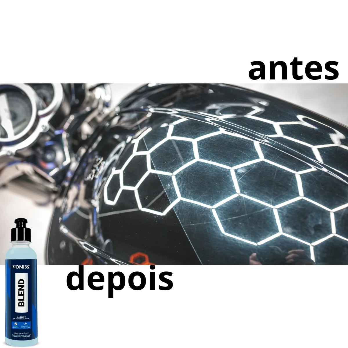 Blend All in One 240ml Nova Fórmula Polidor Etapa Unica para Pintura Faróis Vonixx