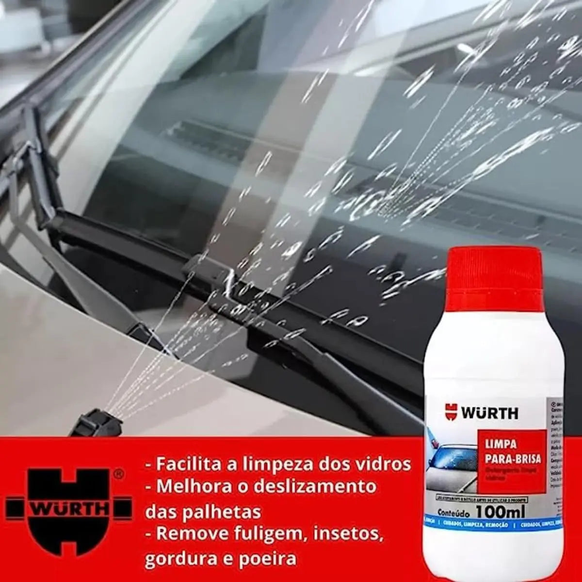 kit 10 Limpa Parabrisa Para Brisa Para Reservatório do Vidro do Carro Wurth 100ml