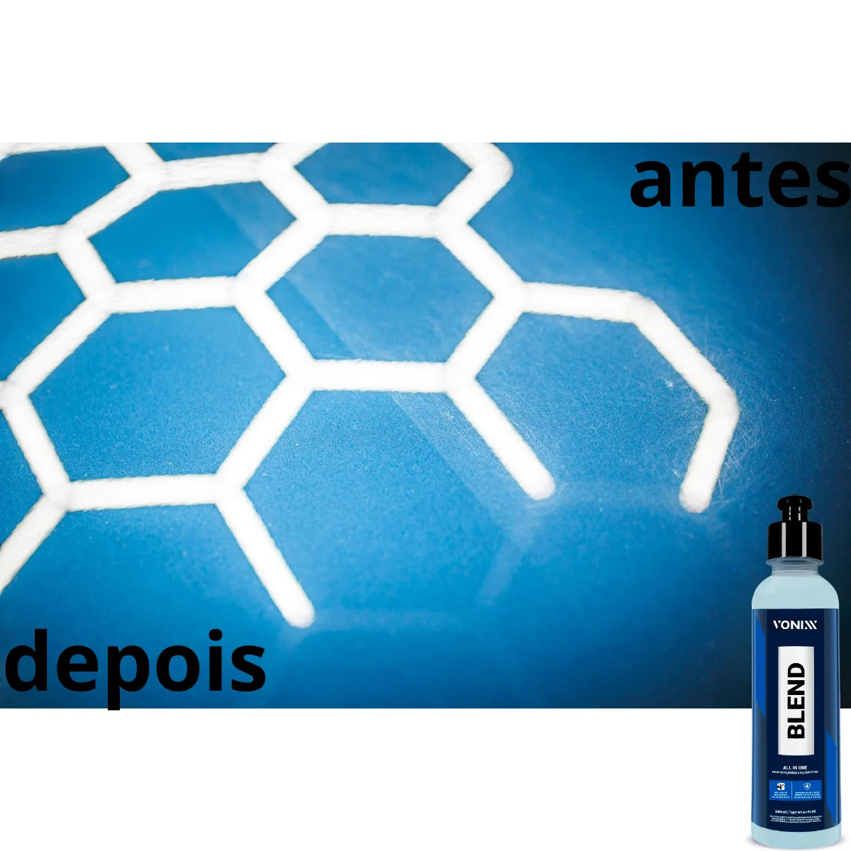 Blend All in One 240ml Nova Fórmula Polidor Etapa Unica para Pintura Faróis Vonixx