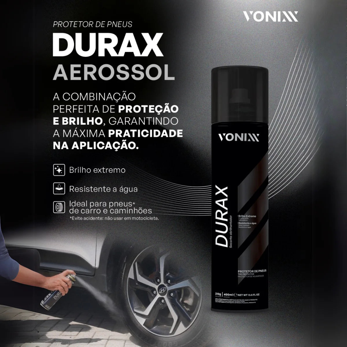 Durax Vonixx 400ml Pretinho Aerossol Spray Brilho Extremo