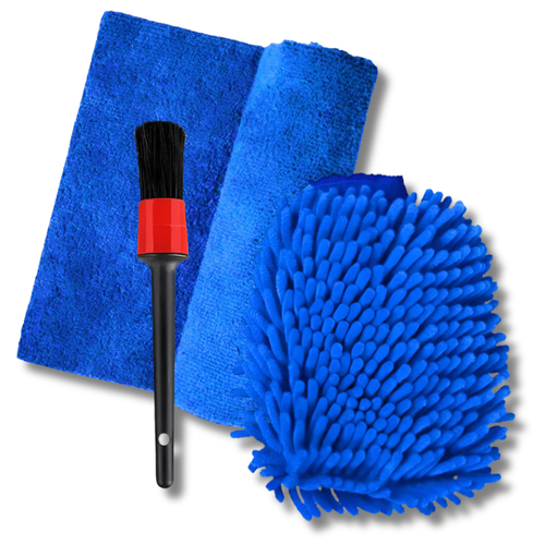 Kit Premium de Limpeza Automotiva: Toalha, Pincéis e Luva