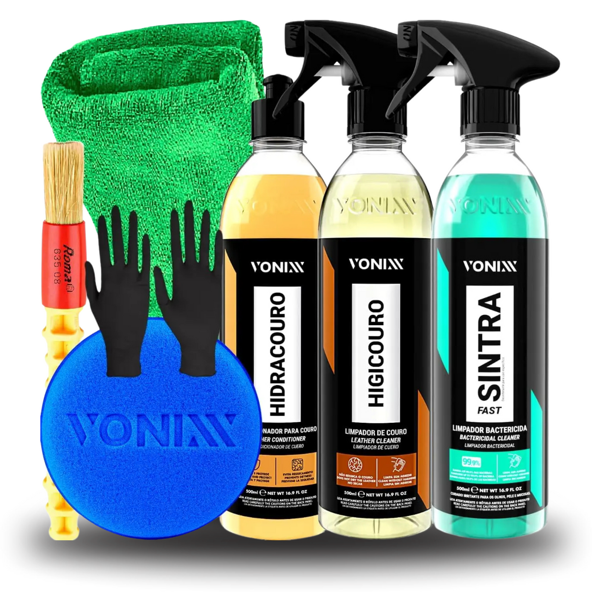 Kit Premium de Limpeza e Hidratação de Couro Vonixx