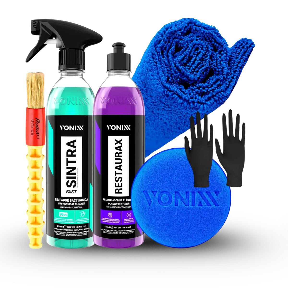 Kit Premium Vonixx: Limpeza e Hidratação para Plásticos e Borrachas