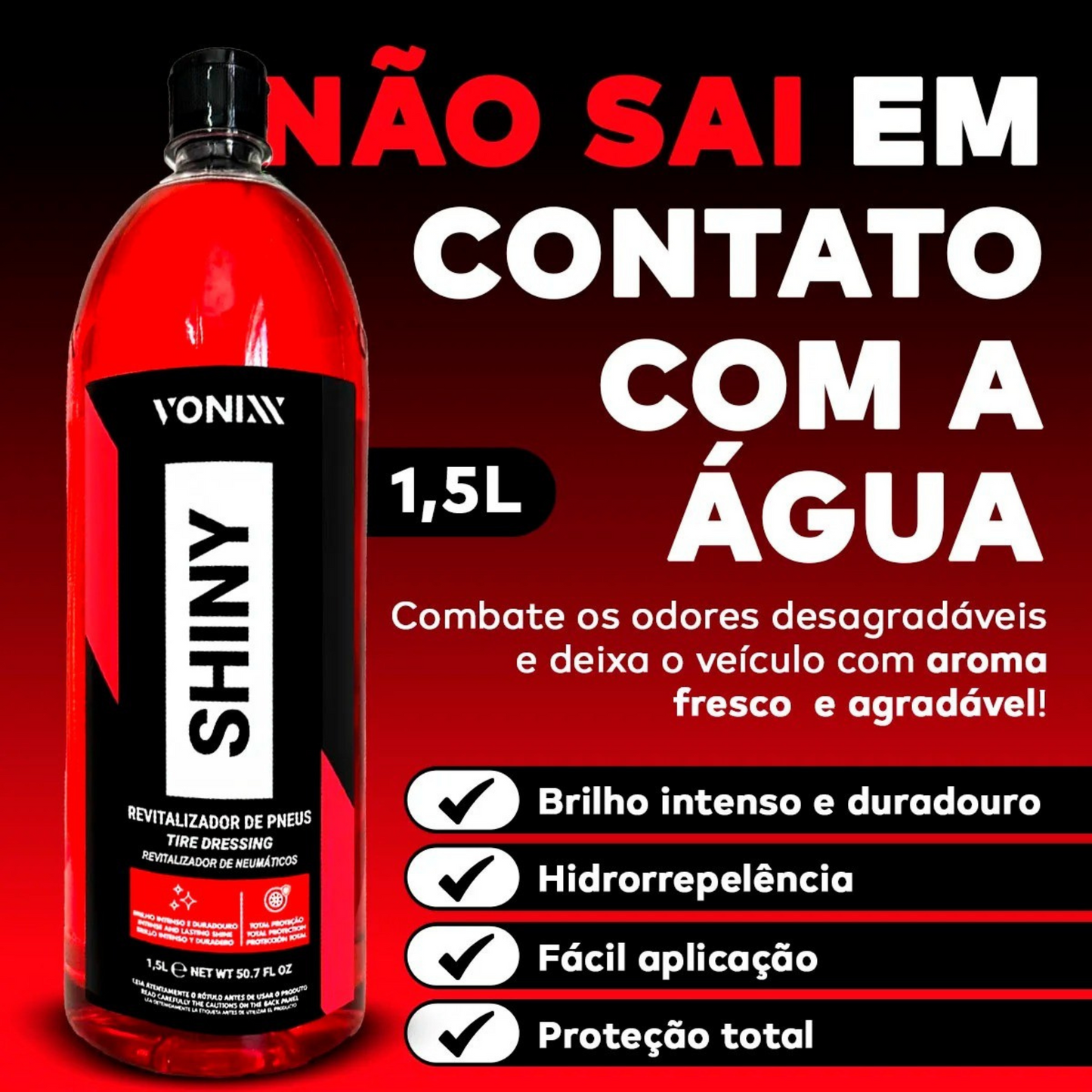Revitalizador de Pneus Shiny 1,5L Vonixx - Brilho Hidrorrepelente