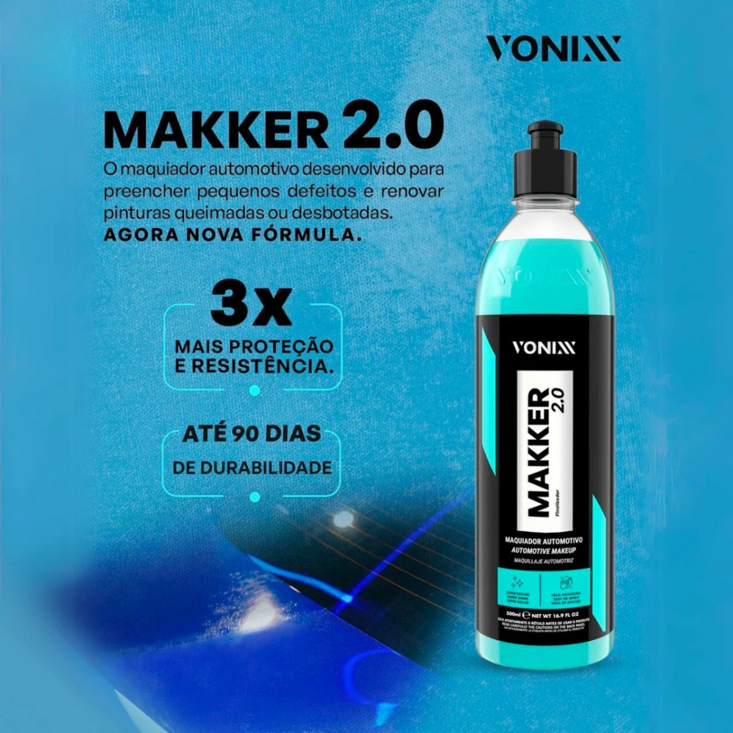 Makker 2.0 - Renovador de Pintura Automotiva com Pano Microfibra
