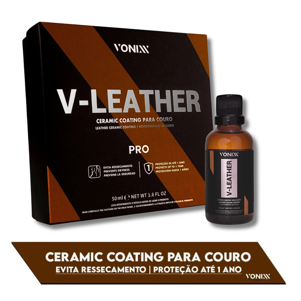 Vitrificador de Couro V-Leather Pro 50ml - Proteção Avançada