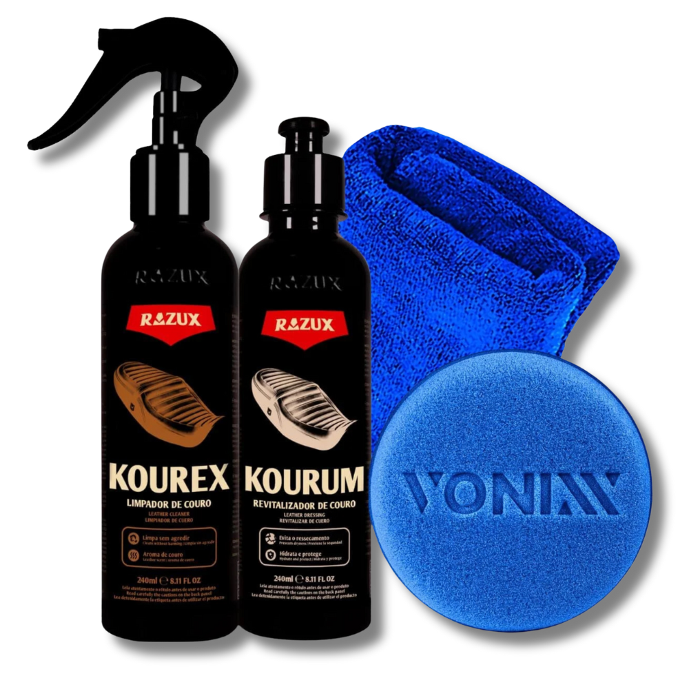 Kit Premium Limpeza e Hidratação de Couro Razux 240 ml