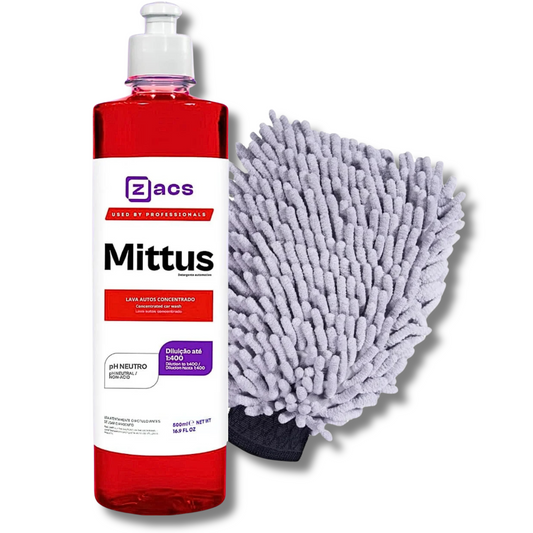 Shampoo Neutro Mittus - 500 ml - Zacs + Luva Microfibra Vonixx