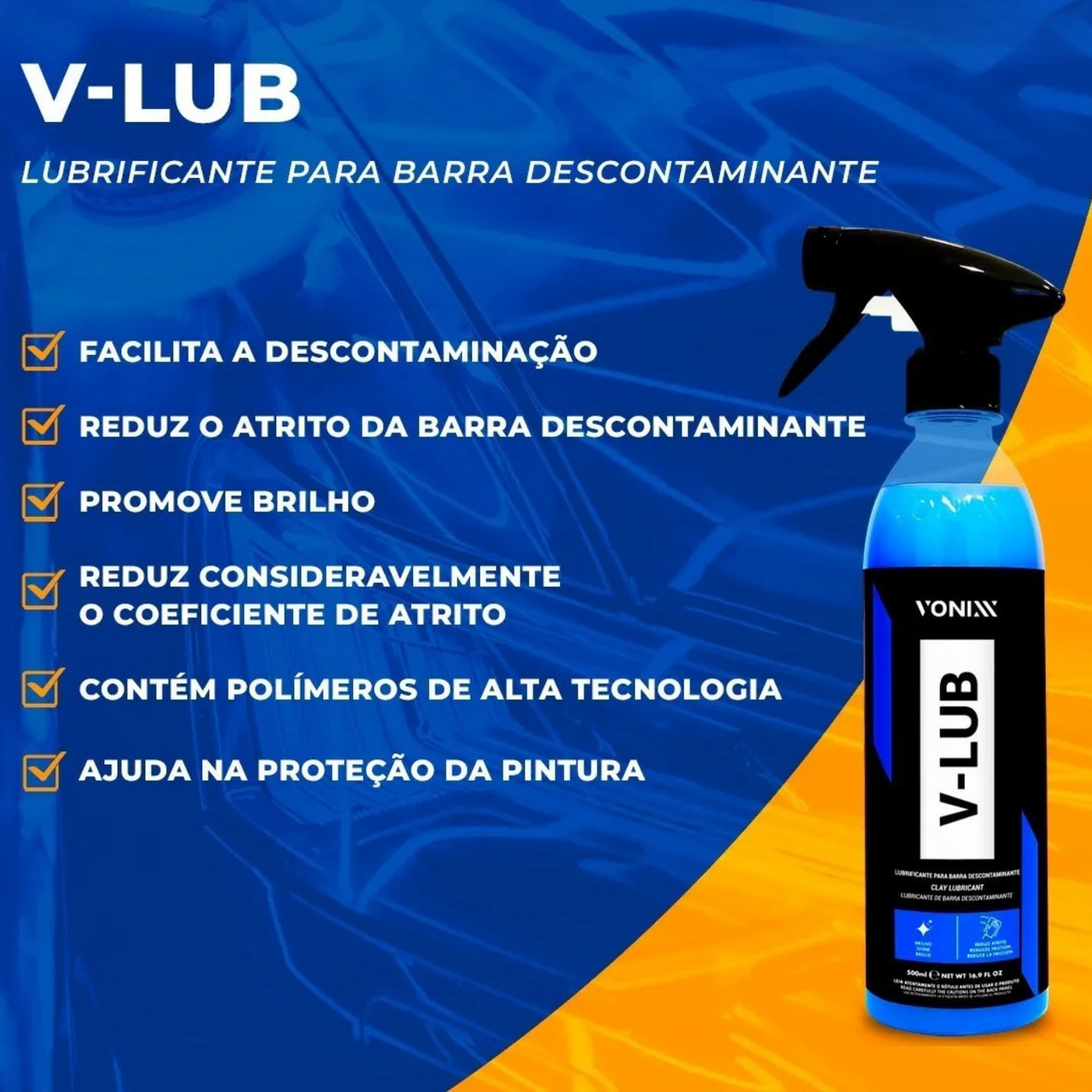 Kit V-Lub 500ml Lubrificante Premium para Barra Descontaminante Vonixx