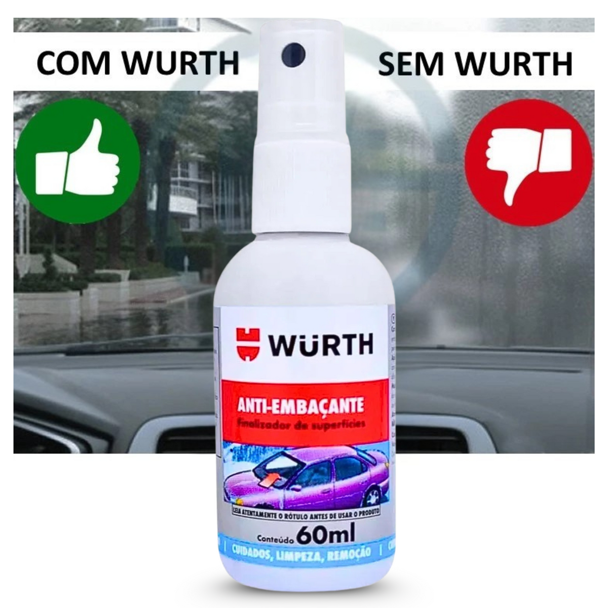 Anti-Embaçante Premium Wurth para Vidros e Espelhos
