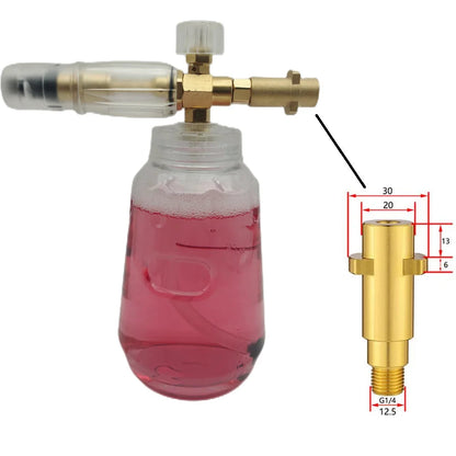 Lança de espuma totalmente transparente 1L para lavadoras de alta pressão com kits de adaptador 1/4QC para lavagem de carro Karcher/Nilfisk/Lavor/Bosch/B&D