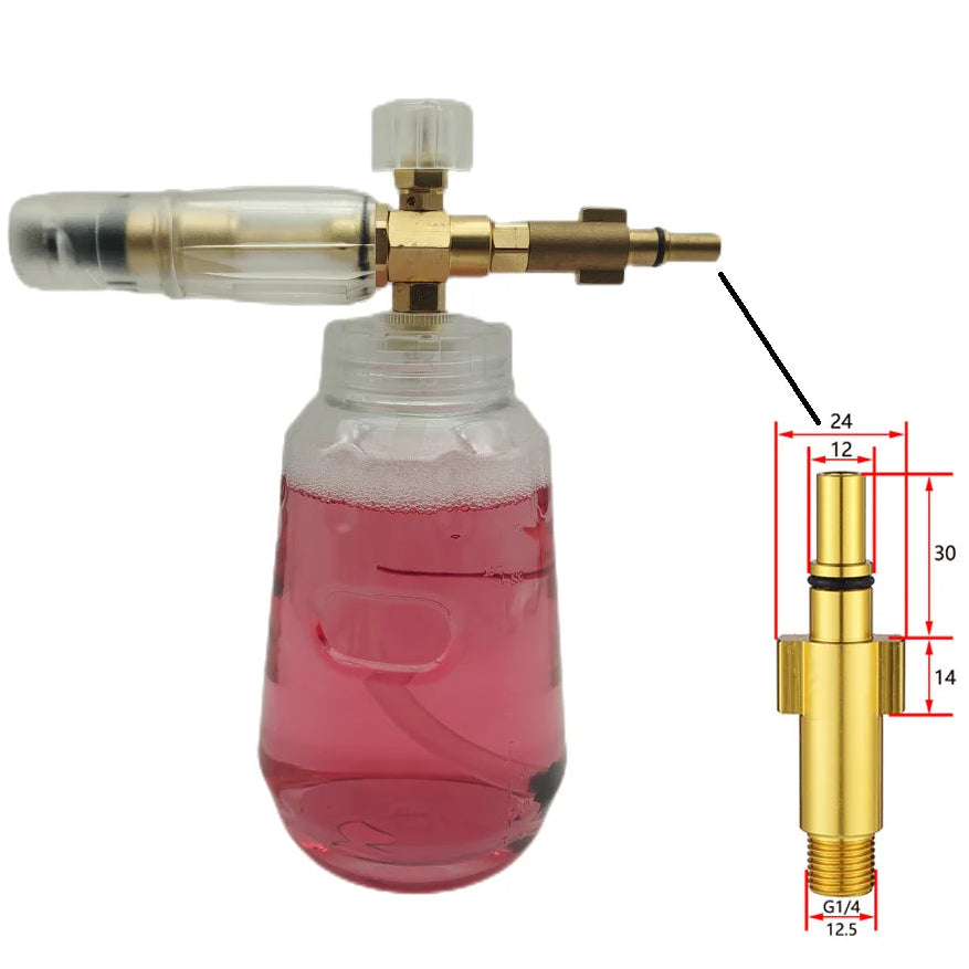 Lança de espuma totalmente transparente 1L para lavadoras de alta pressão com kits de adaptador 1/4QC para lavagem de carro Karcher/Nilfisk/Lavor/Bosch/B&D