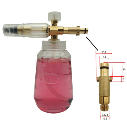Lança de espuma totalmente transparente 1L para lavadoras de alta pressão com kits de adaptador 1/4QC para lavagem de carro Karcher/Nilfisk/Lavor/Bosch/B&D