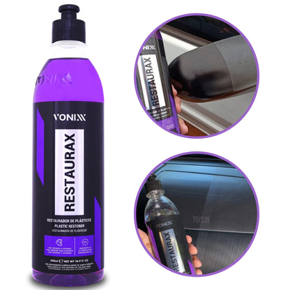 Kit Restaurax: Renovador Premium de Plásticos e Borrachas com Aplicador