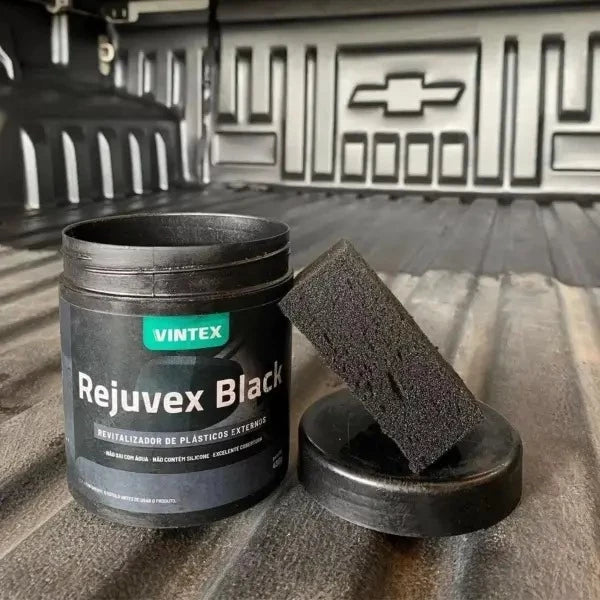 Rejuvex Black Revitalizador de Plásticos Externos - Brilho e Proteção + Aplicador de Espuma Vonixx