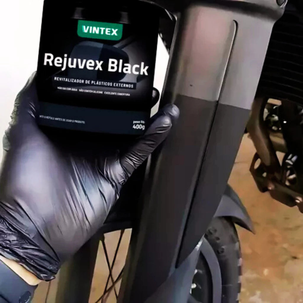 Rejuvex Black Revitalizador de Plásticos Externos - Brilho e Proteção + Aplicador de Espuma Vonixx