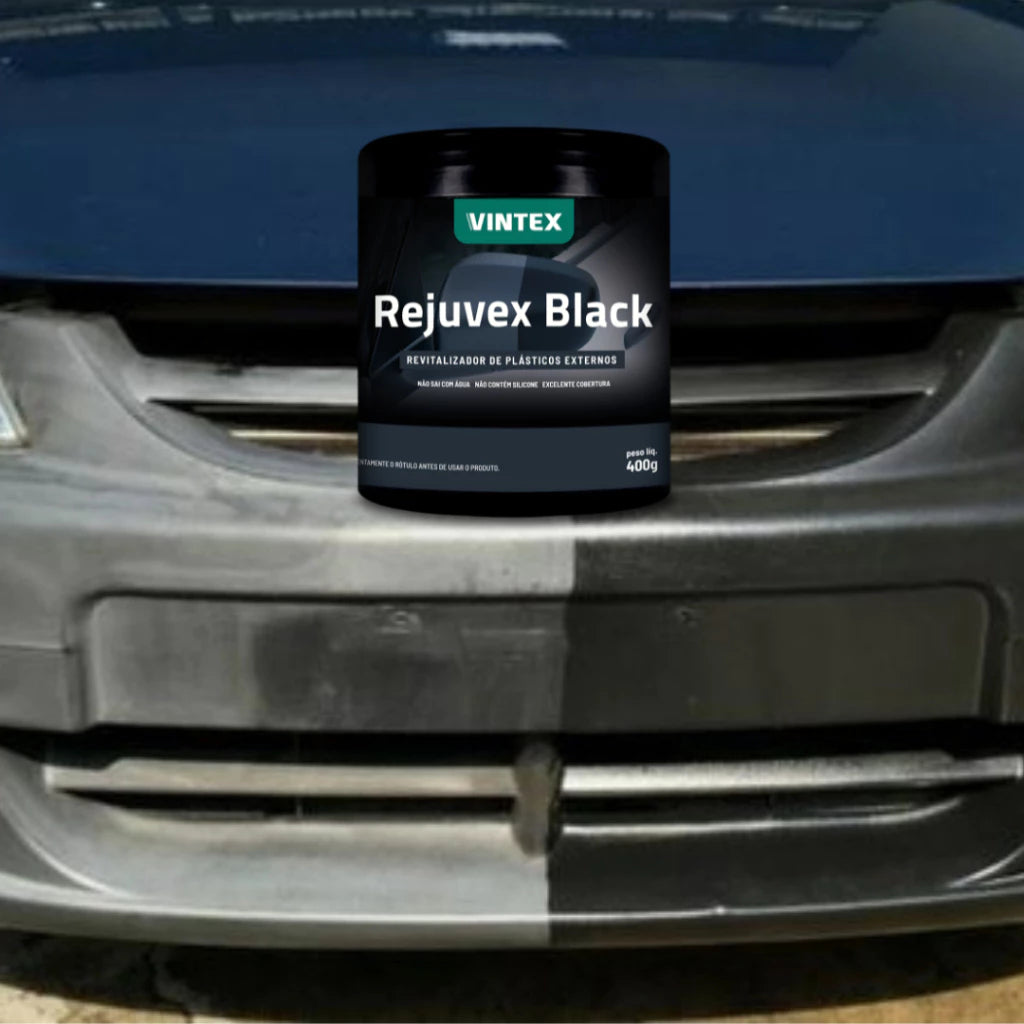 Rejuvex Black Revitalizador de Plásticos Externos - Brilho e Proteção + Aplicador de Espuma Vonixx