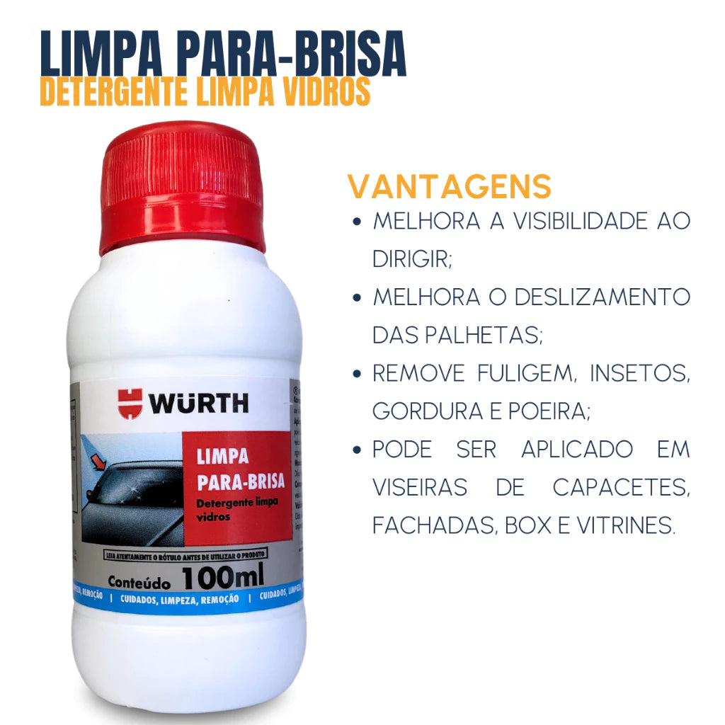 Kit 10 Limpa Para-brisa Wurth 100ml - Eficiência e Qualidade