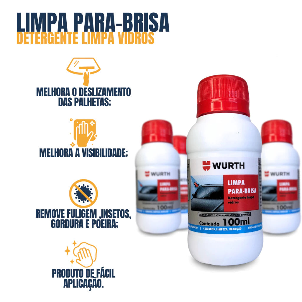 Kit 10 Limpa Para-brisa Wurth 100ml - Eficiência e Qualidade