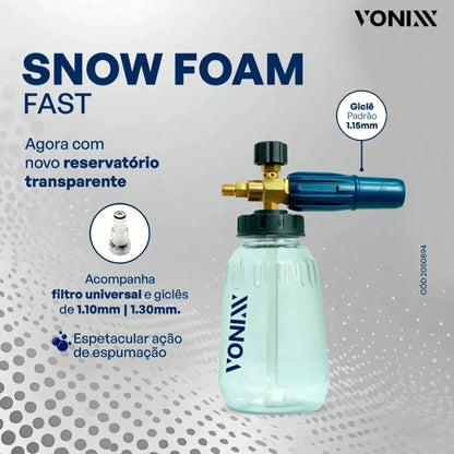 Canhão de Espuma Snow Foam Fast 1L Adaptador 1/4 Vonixx – Limpeza Automotiva