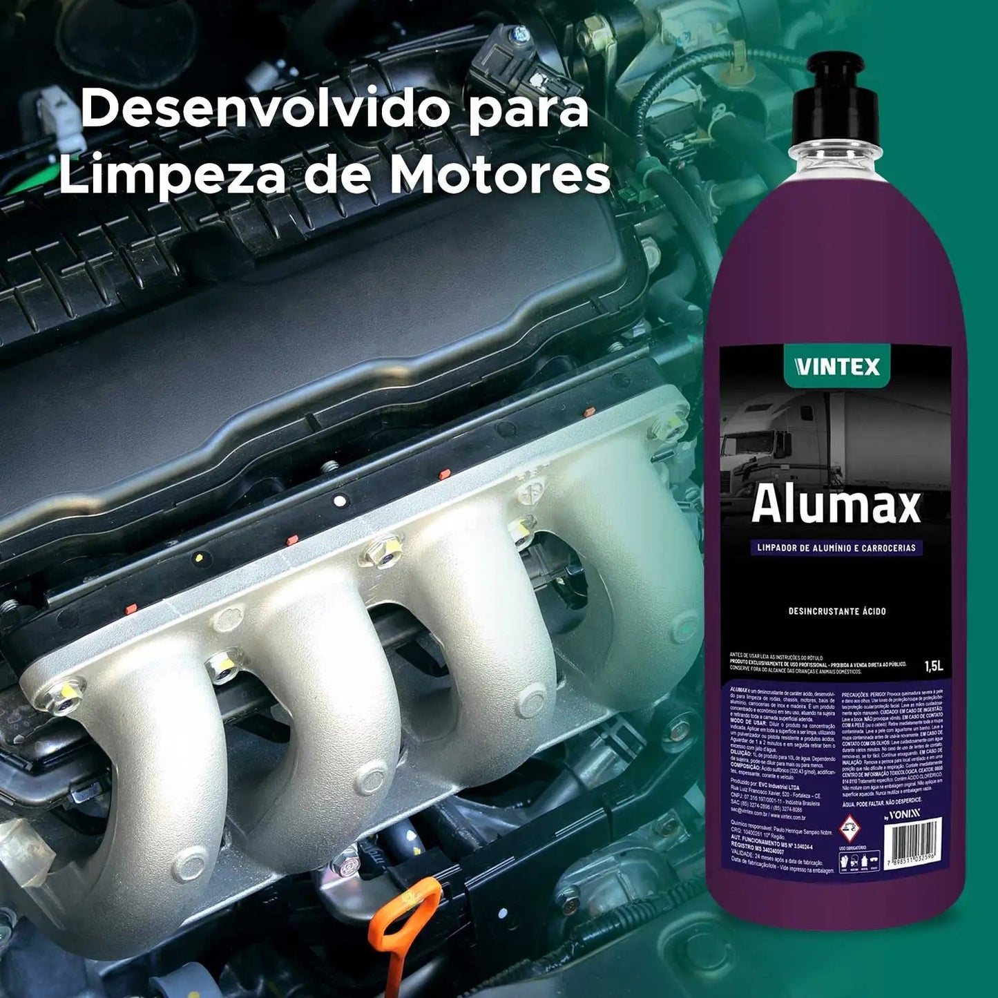 Limpa Alumínio Alumax Roda Baú Caminhão Vintex 1,5l Vonixx