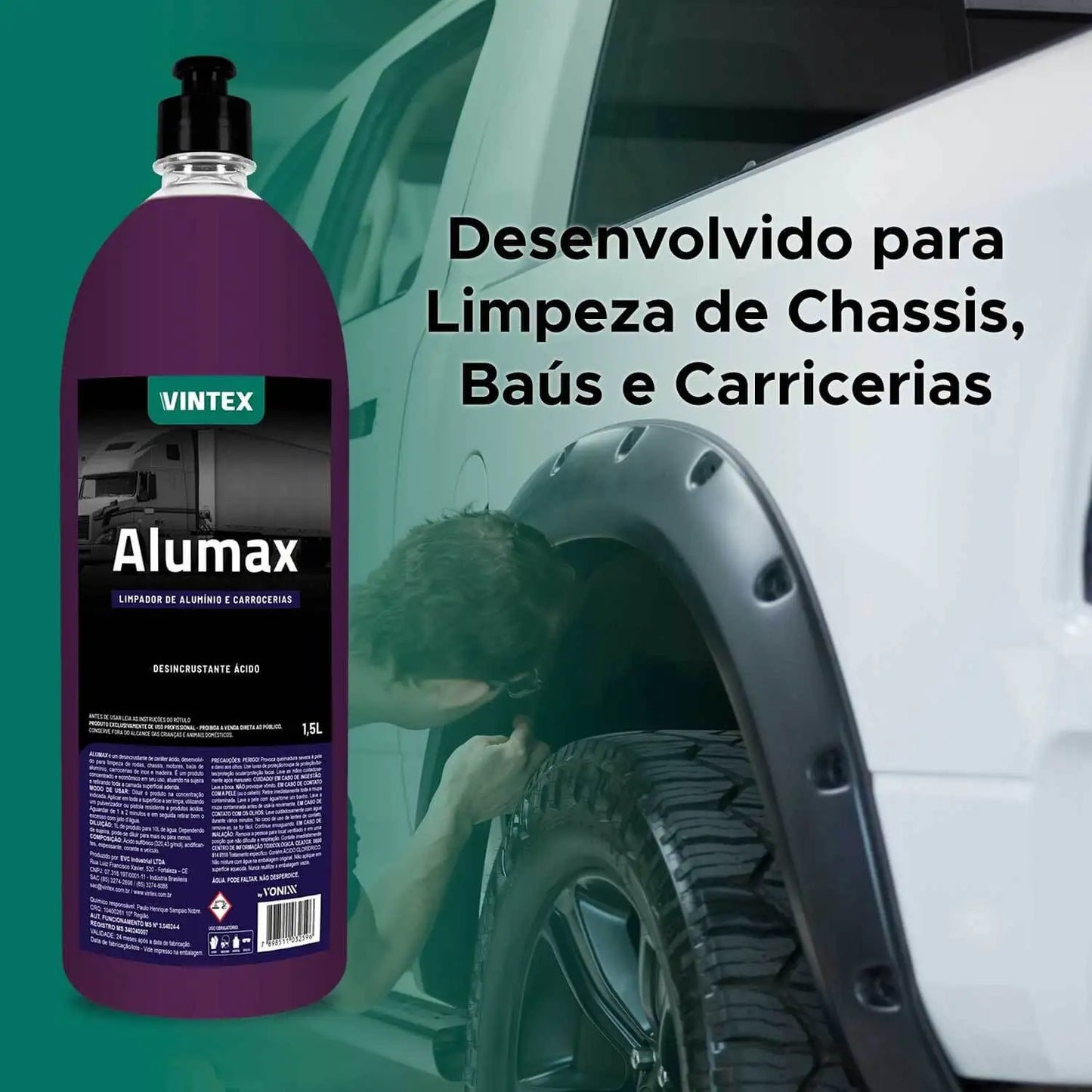 Limpa Alumínio Alumax Roda Baú Caminhão Vintex 1,5l Vonixx