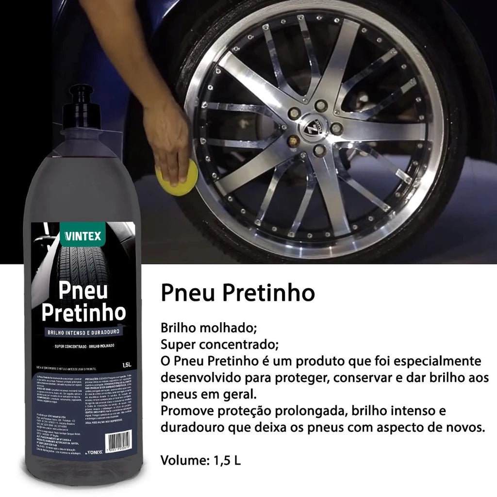 Pneu Pretinho Vintex 1,5L - Brilho Intenso e Duradouro