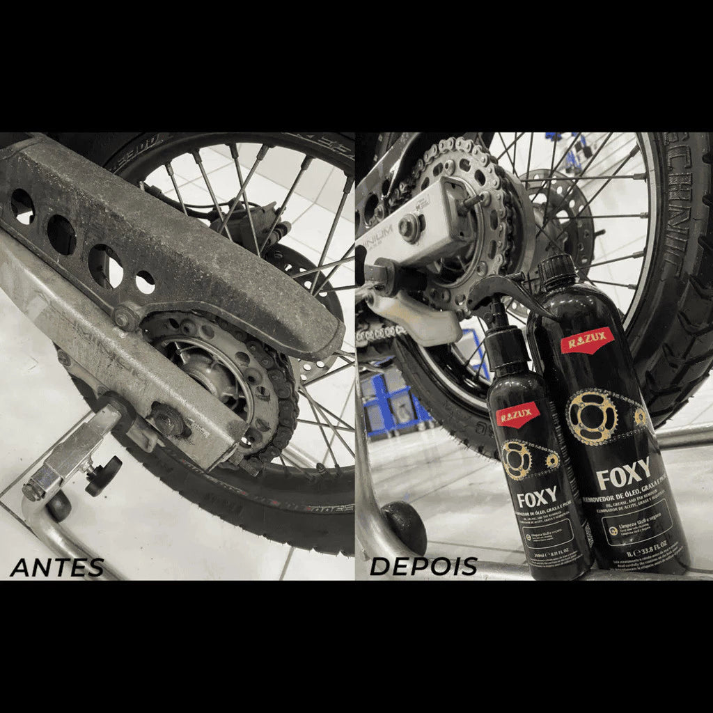 Foxy Razux 1L - Limpeza Eficiente de Corrente de Moto