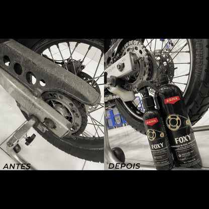 Foxy Razux 1L - Limpeza Eficiente de Corrente de Moto