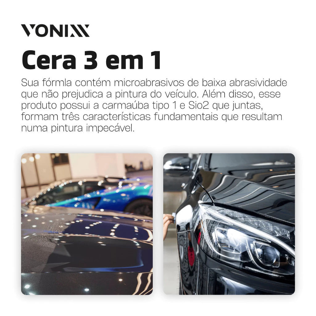 Cera 3 em 1 para Carros Escuros Vonixx Blend Cleaner Black