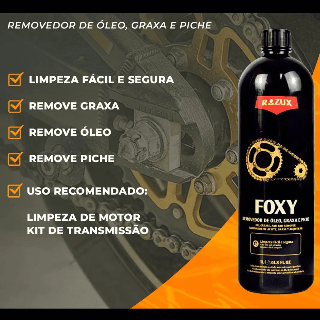 Foxy Razux 1L - Limpeza Eficiente de Corrente de Moto