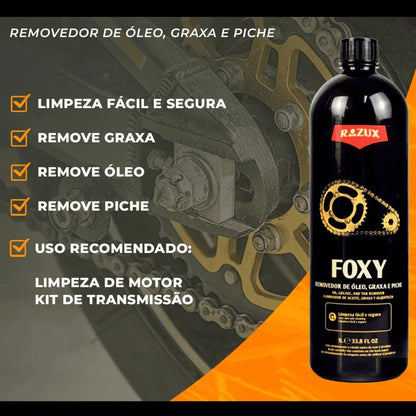 Foxy Razux 1L - Limpeza Eficiente de Corrente de Moto