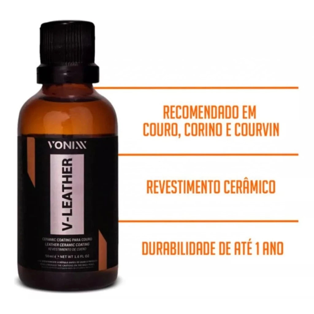Vitrificador de Couro V-Leather Pro 50ml - Proteção Avançada