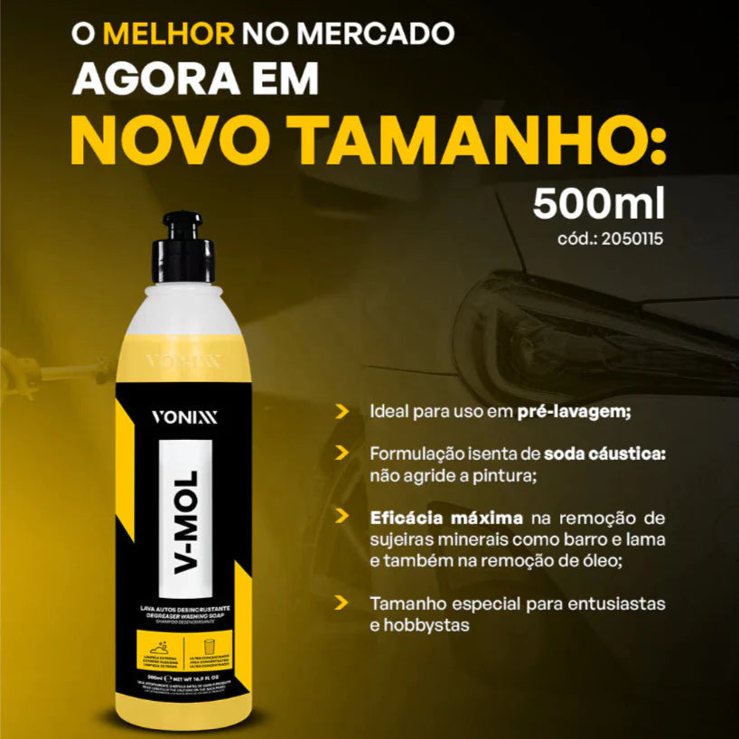 Shampoo Automotivo Desincrustante V-Mol 500ml - Eficiência e Proteção