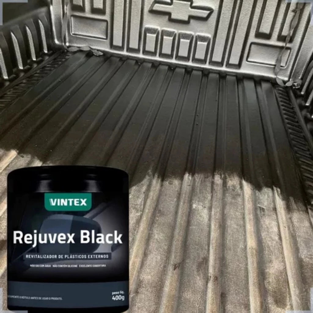 Rejuvex Black Revitalizador de Plásticos Externos - Brilho e Proteção + Aplicador de Espuma Vonixx