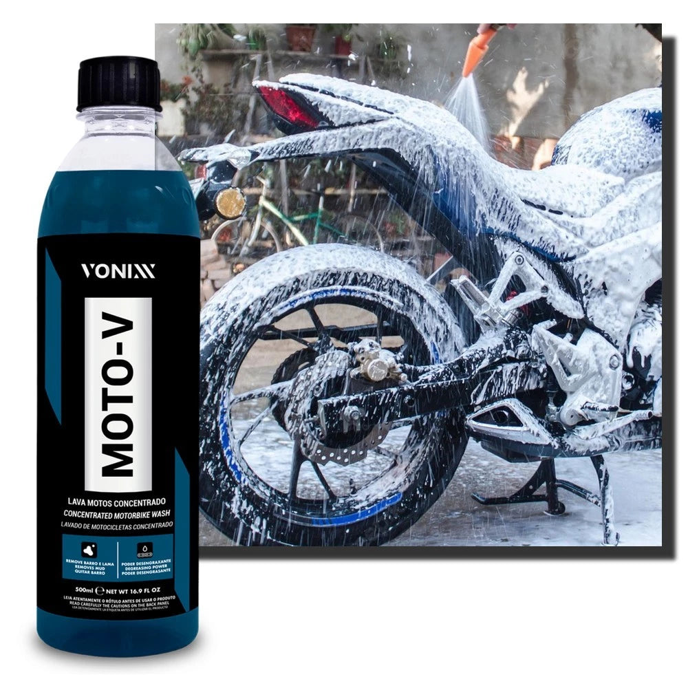 Moto-V Shampoo para Lavar Motos Concentrado Vonixx 500ml - Limpeza Eficiente