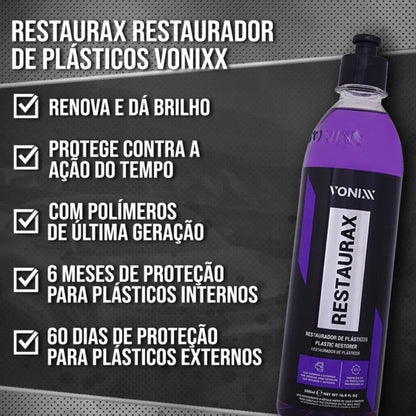 Restaurador Plástico Premium Restaurax 500ml - Proteção e Renovação